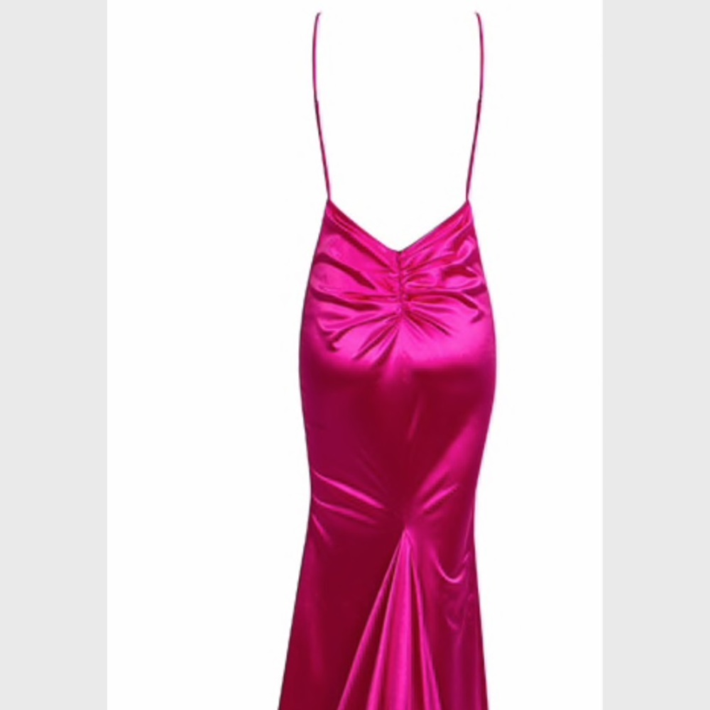Fuschia Satin Gown - Picture 4 of 9